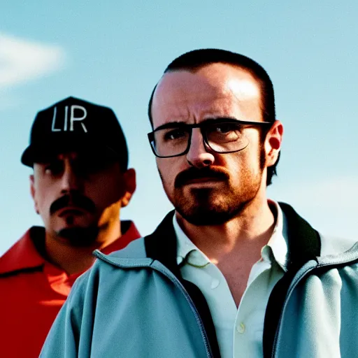 Image similar to mexican walter white and mexican jesse pinkman, cinematic lens, full shot, film still