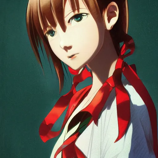 Image similar to a high detail portrait of high school girl by makoto sinkai, in simple background, by CLIP STADIO