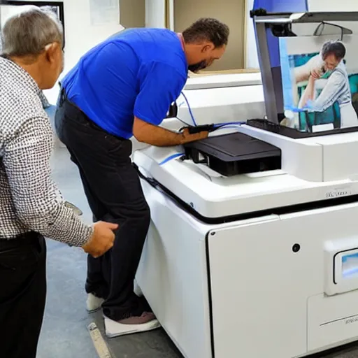 Image similar to photo of a man being printed by a 3d printer