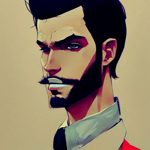 Image similar to a ultradetailed portrait painting of a stylish man wearing suit outfit, by conrad roset, greg rutkowski and makoto shinkai trending on artstation