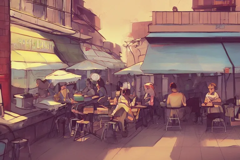 Image similar to street coffee shop, by loish trending on artstation deviantart