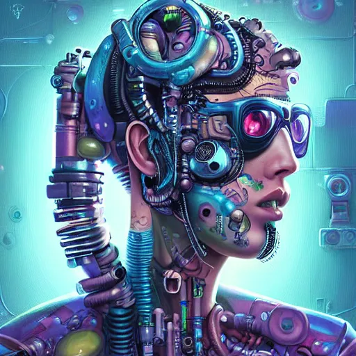 Prompt: Lofi BioPunk Cyberpunk Lovecraftian portrait Pixar style by Tristan Eaton Stanley Artgerm and Tom Bagshaw