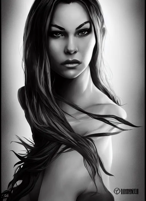 Prompt: headshot of a beautiful woman in black and white, art by diego fazio and diegoKoi and oscar Ukono, concept art, sharp focus, artgerm, 8k highly detailed