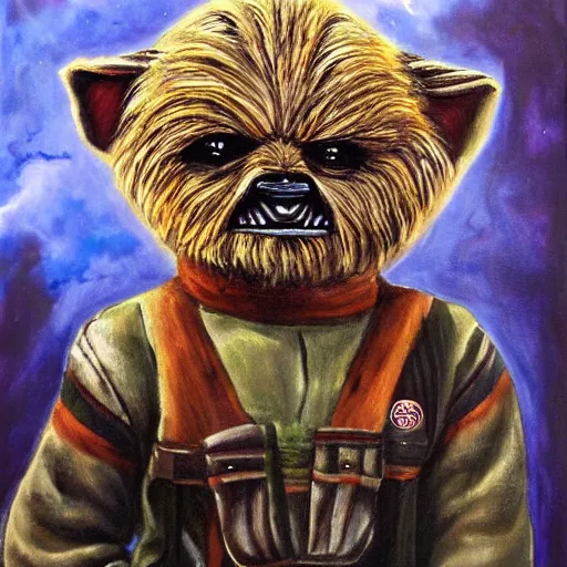 Prompt: a very high detailed painting of teek of the ewoks strar wars