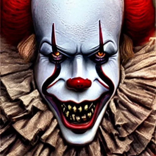 Image similar to warhammer 4 0 k pennywise, photorealistic