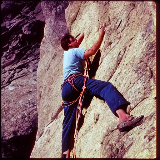 Prompt: photo, vedauwoo wyoming, rock climbing, kodak ektachrome 1 2 0,