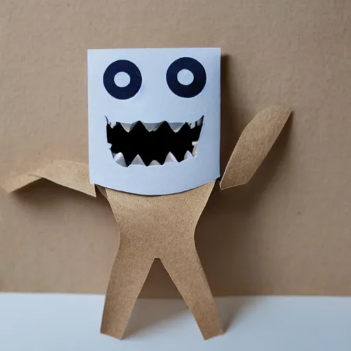 Prompt: paper model of a cute monster, product photo, crisp