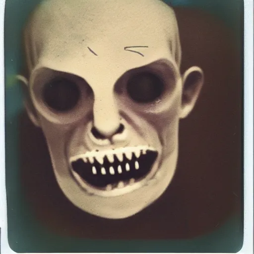 Image similar to a man with subtly distorted facial features, creepy, scary, nightmare fuel, distressing, unsettling, uncanny valley!!!, old polaroid, expired film,