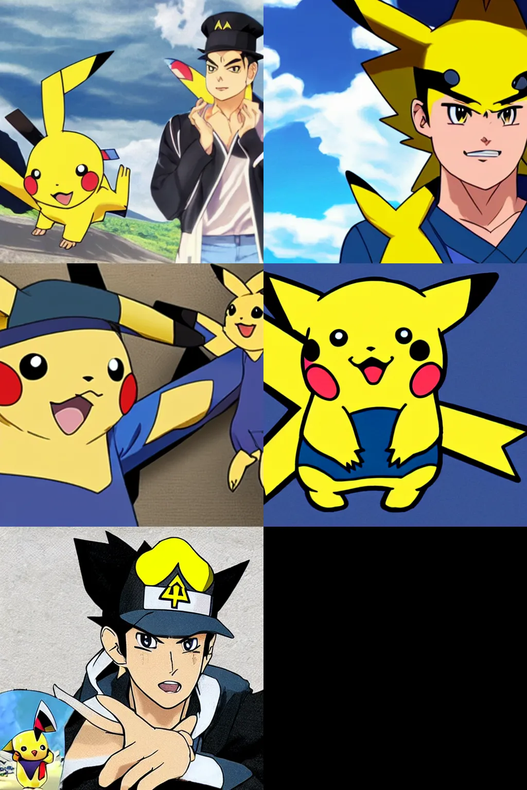 Prompt: Pikachu but it is Jotaro