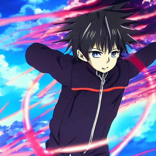 Prompt: Anime key visual of a young boy with thunder powers, official media, 8k, anime, detailed