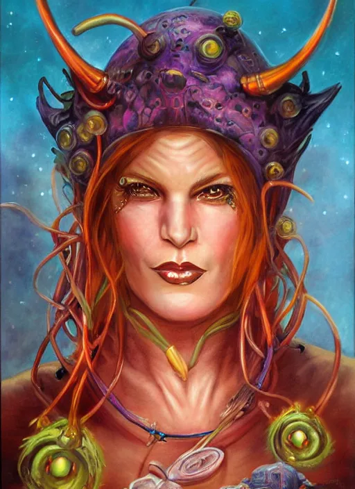 Prompt: biopunk genie portrait by julie bell