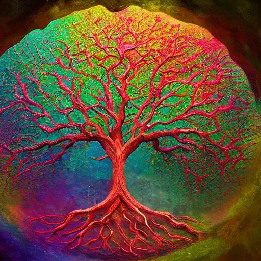 Image similar to tree of life 8 k 3 d 8 k resolution detailed painting maximalist trending on artstation unreal engine abstract matte background