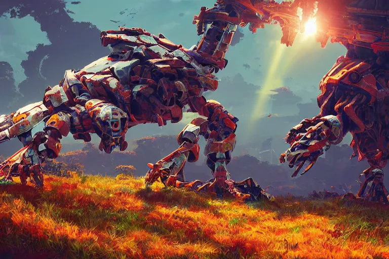 Image similar to shellsnapper machine mecanical creature robot of horizon forbidden west horizon zero dawn radiating a glowing aura global illumination ray tracing hdr fanart arstation by ian pesty and alena aenami artworks in 4 k