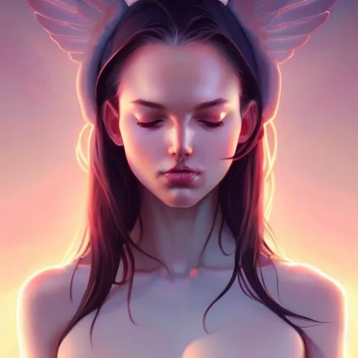 Prompt: beautiful full body goddess from above, creative, perfect skin, angelic, digital painting, beautiful eyes!, pretty face!!, symmetry, concept art, sharp focus, illustration, art by artgerm! greg rutkowski magali villeneuve wlop! ilya kuvshinov!!, octane render