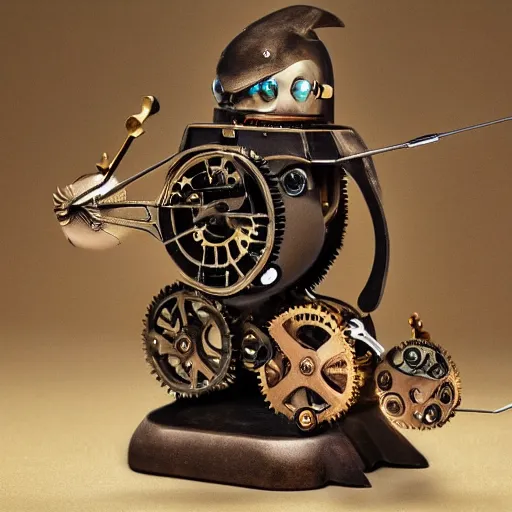 Image similar to a mechanical steampunk penguin, 4 k