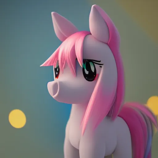 Image similar to cute fumo plush of a pony, bokeh, anime girl, vray