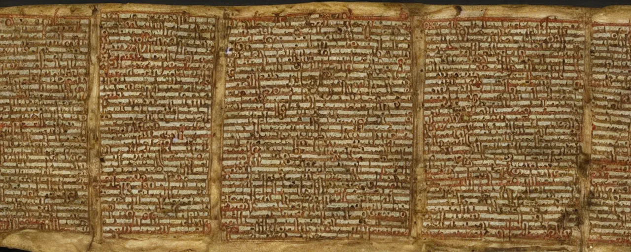 Ancient manuscripts detailing spaghetti in the style stable