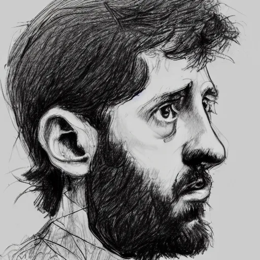 Prompt: a realistic yet scraggly portrait sketch of the side profile of a stern and sophisticated young ringo starr, trending on artstation, intricate details, in the style of frank auerbach, in the style of sergio aragones, in the style of martin ansin, in the style of david aja, in the style of mattias adolfsson