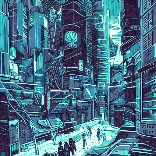 Image similar to mystic winter landscape, cyberpunk by mike allred