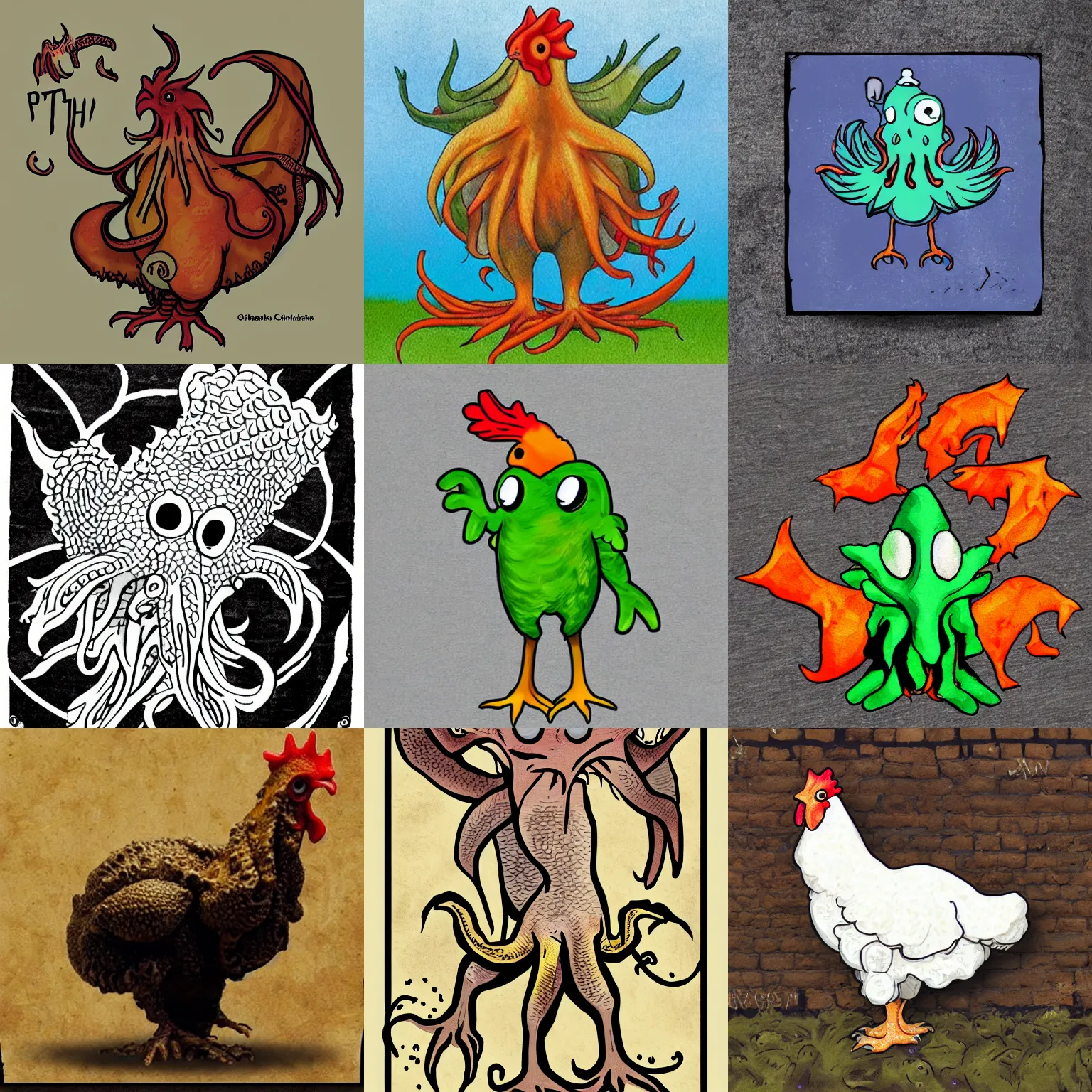 Prompt: chicken cthulhu
