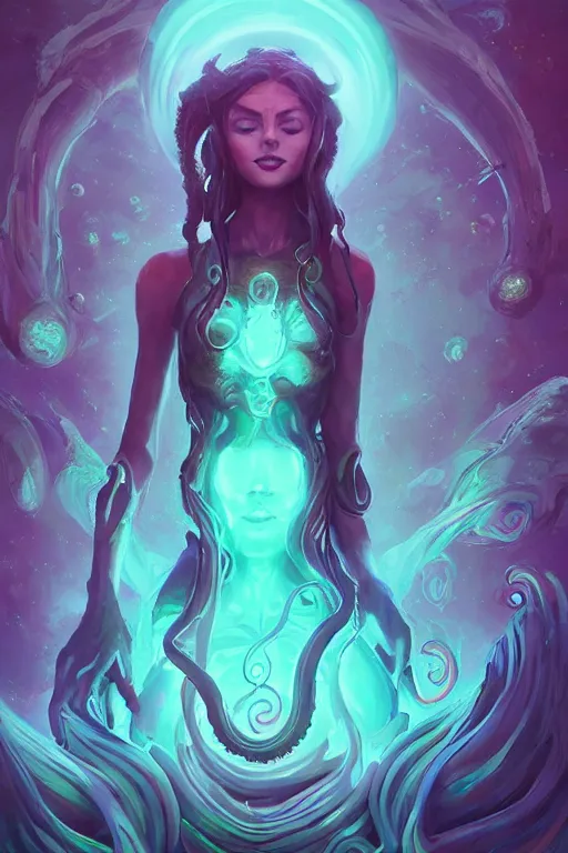 Prompt: alien goddess with octopus body, arcane fantasy bioluminance alena aenami artworks in 4 k design by lois van baarle by sung choi by john kirby artgerm and greg rutkowski and magali villeneuve