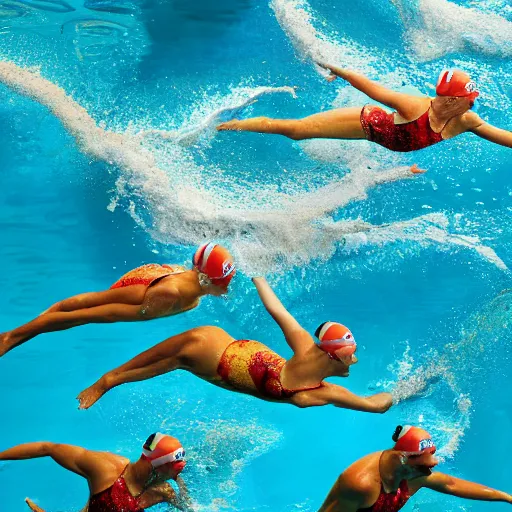 Prompt: uhd photo of olympic swimmers swimming in cheese sauce instead of water, uhd hyperdetailed photography, photo by annie leibowitz