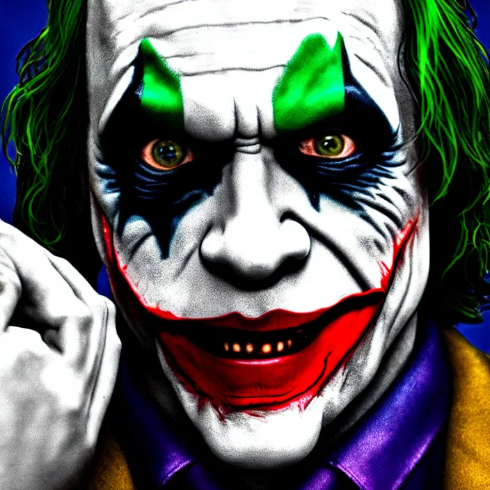 Prompt: photograph of mark hamill as the joker. Extremely detailed. 8k