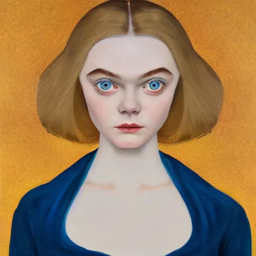 Image similar to professional painting of Elle Fanning in the style Agnes Lawrence Pelton, head and shoulders portrait, symmetrical facial features, smooth, sharp focus, illustration, intricate, stormy weather, extremely detailed masterpiece,