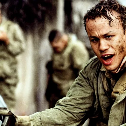 Prompt: Heath Ledger starring in saving private Ryan