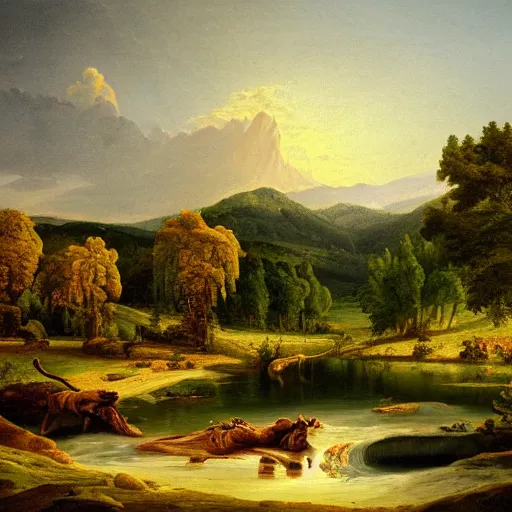 Prompt: this is hell, oil painting by asher brown durand