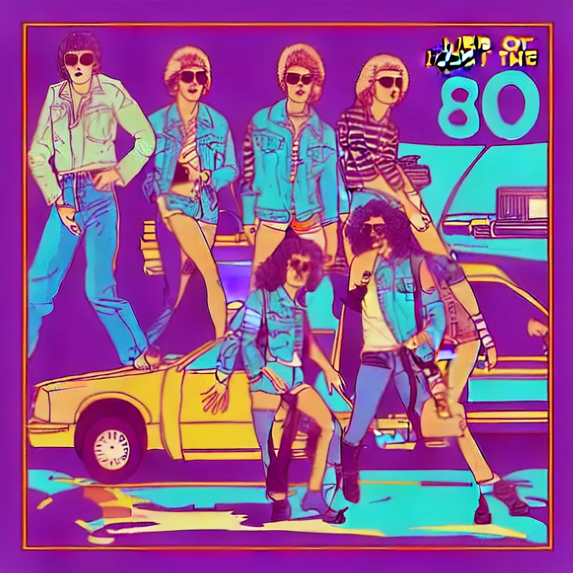 Image similar to “life in the 80s, digital art in the style of Mad Dog Jones”