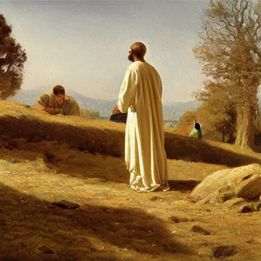 Prompt: A painting depicting the resurrection of Jesus Christ, (Jean Jules Linden), Peter Ilsted