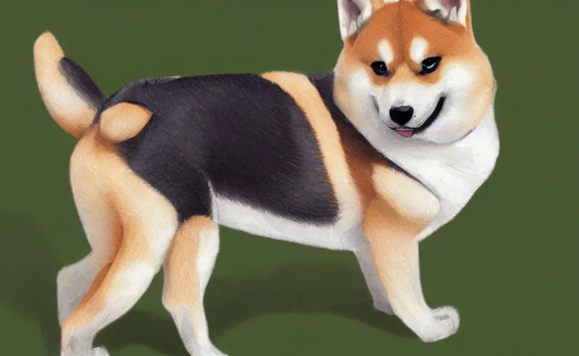 Image similar to a shiba inu that doesn't know any artists names. such confuse, many stupid, wow