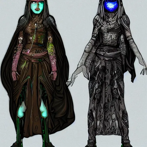 Image similar to mother maiden and crone, cyberpunk themed art, sci - fi concept art