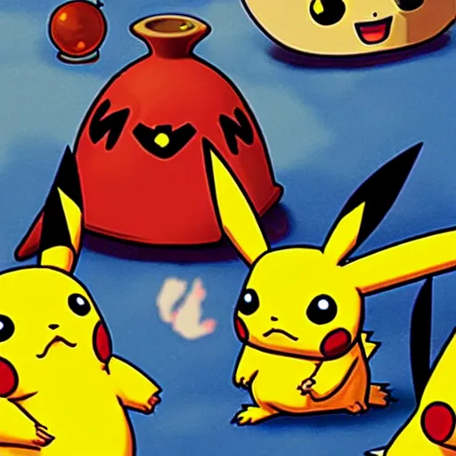 Prompt: pikachu everywhere pikachu cartoon world