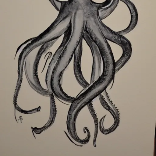 Prompt: a pig - octopus, calligraphy