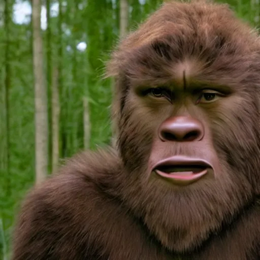 Image similar to quentin tarantino as a sasquatch, 8 k, movie still