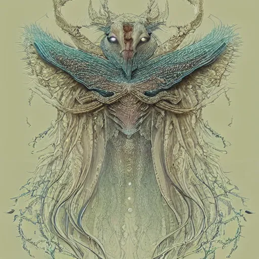 Prompt: a beautiful new creature from folklore, clear detailed view. ethereal fantasy art by bjarke pedersen