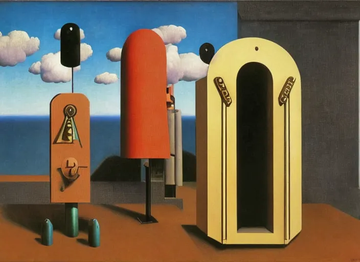 Image similar to singing strange machine by rene magritte and salvadore dali