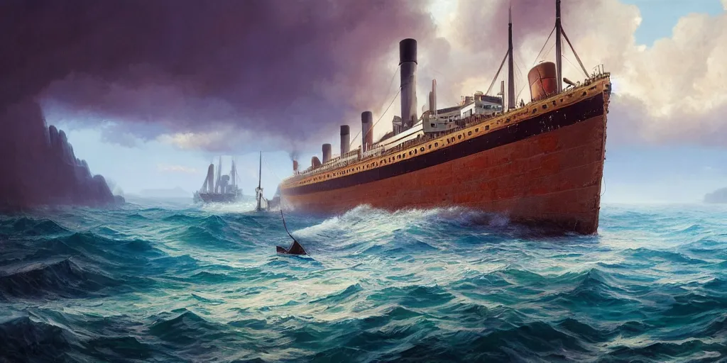 Prompt: a shipwrecked Titanic inside a glass bottle, extremely detailed oil painting, unreal 5 render, rhads, Bruce Pennington, Studio Ghibli, tim hildebrandt, digital art, 8K artistic photography, octane render, beautiful composition, trending on artstation, award-winning photograph, masterpiece