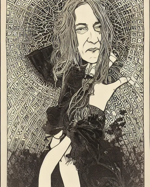 Image similar to Patti Smith by Rick Griffin Roland Topor Alphonse Mucha Will Eisner