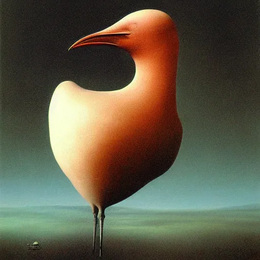 Prompt: bird by Zdzisław Beksiński, oil on canvas