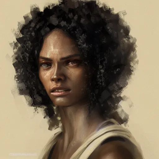 Image similar to portrait of a woman by greg rutkowski, young jedi knight, black, afro hair, prettt, star wars expanded universe, she is about 2 0 years old, wearing jedi robes, highly detailed portrait, digital painting, artstation, concept art, smooth, sharp foccus ilustration, artstation hq