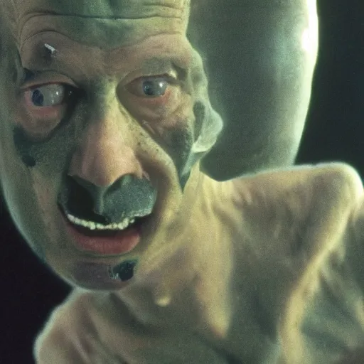 Image similar to a movie still of vegetable man hybrid by walerian borowczyk, by john carpenter, by david cronenberg, portrait, heavy grain, technicolor, high definition, remastered, portrait, cinematic lightning, argentic, scratches, old, highly detailed, realistic