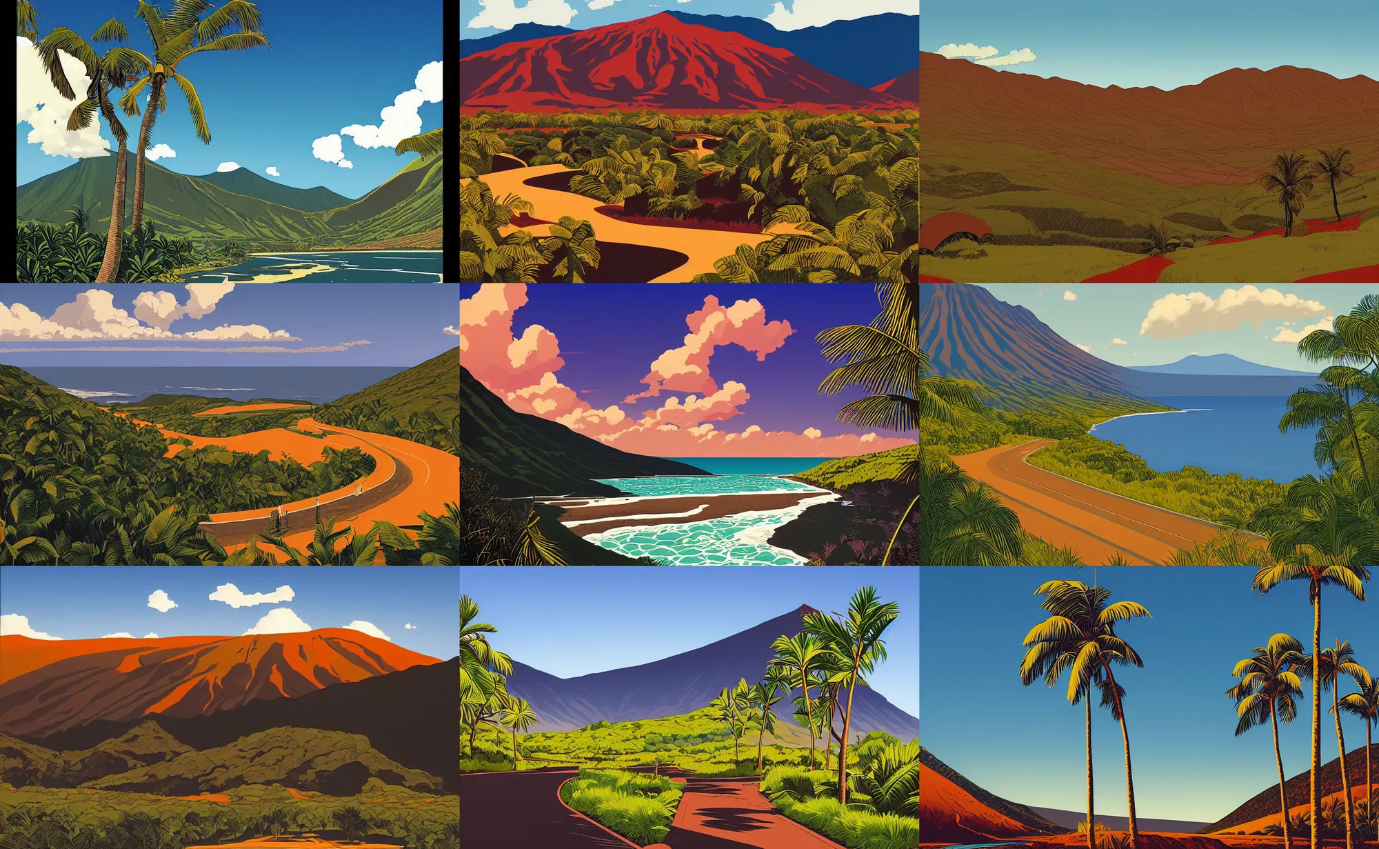 Prompt: a beautiful landscape of reunion island painting by kenton nelson, by laurie greasley, trending on artstation