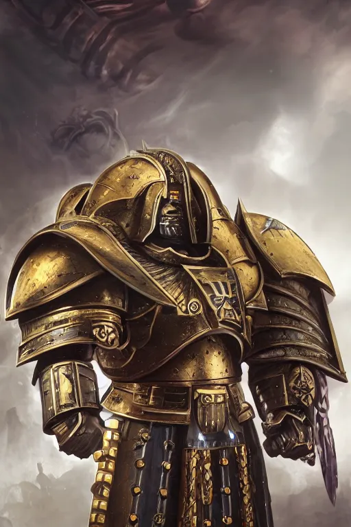 Image similar to armor portrait heros warhammer 4 0 k horus heresy fanart - the primarchs emperor by johannes helgeson animated with vfx concept artist & illustrator global illumination ray tracing hdr fanart arstation zbrush central hardmesh 8 k octane renderer comics stylized