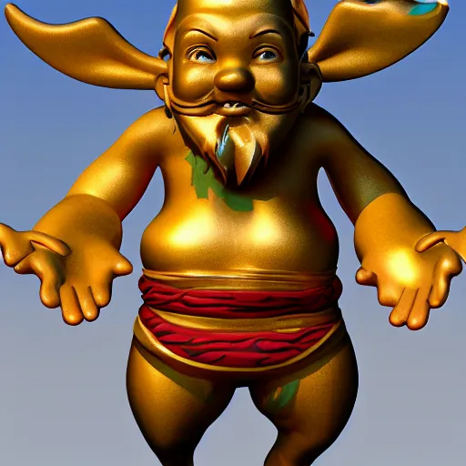 Image similar to friendly culturally appropriate genie mascot for a website, 3 d render character art 8 k