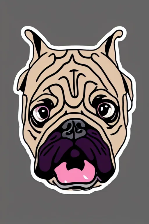 Image similar to Portrait of a pug as big as the world, sticker, colorful, illustration, highly detailed, simple, smooth and clean vector curves, no jagged lines, vector art, smooth