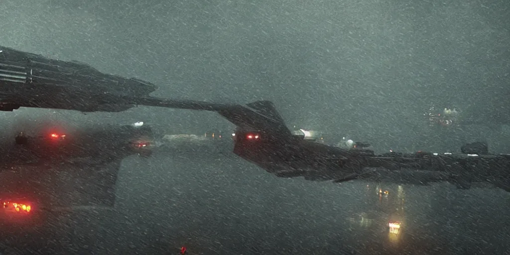 Prompt: screenshot from a renaissance airship cyberpunk cinematic masterpiece, rain, fps, cinematography, photo, photography, 4 k, by greg rutkowski, roger deakins