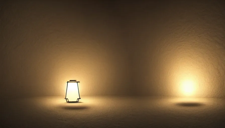 Prompt: japanese lamp inside a cave made of chalk, photorealistic rendering, atmospheric light, octane, redshift